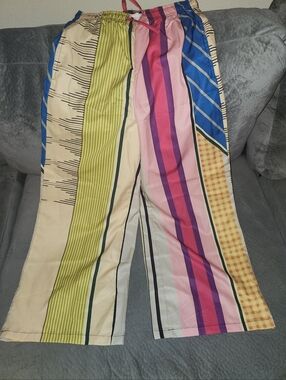 Multicolor Striped Wide-Leg Pants